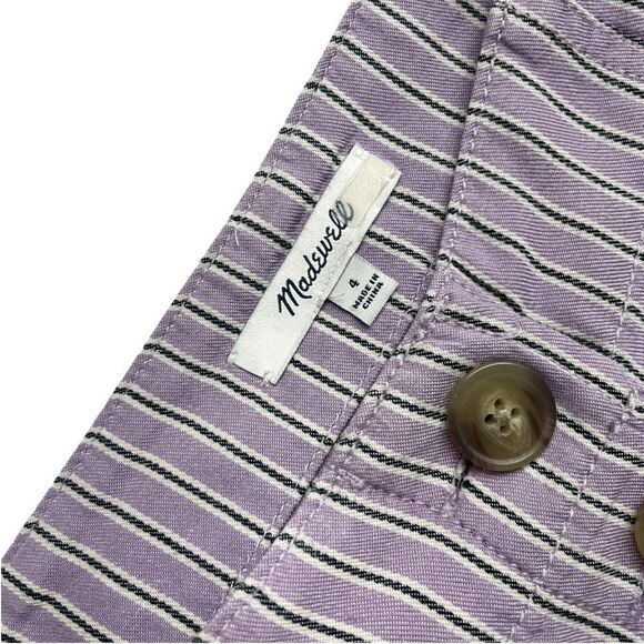 MADEWELL Pleated Midi Skirt. Size 4. Button-front, lilac purple stripe academia - Picture 9 of 16